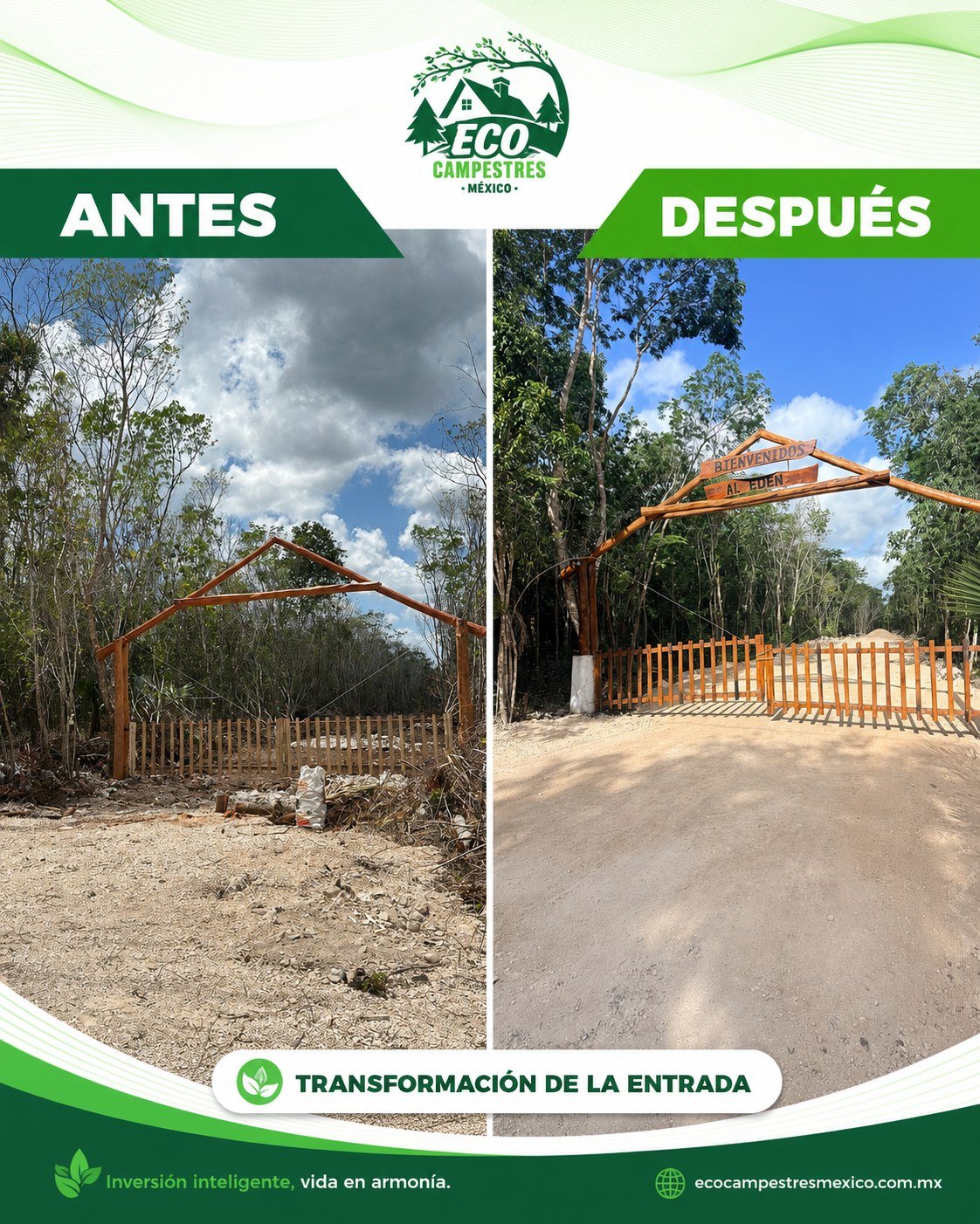 Avance de obra — transformación de la entrada, Cancún El Edén